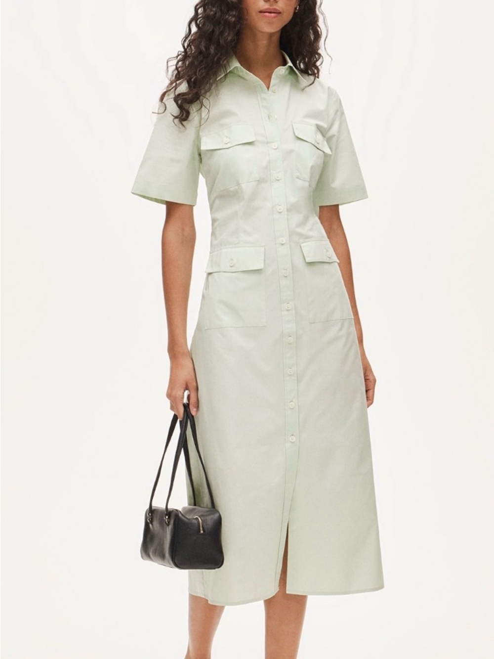 J. Crew Mint Green Utility Shirt Midi Dress
